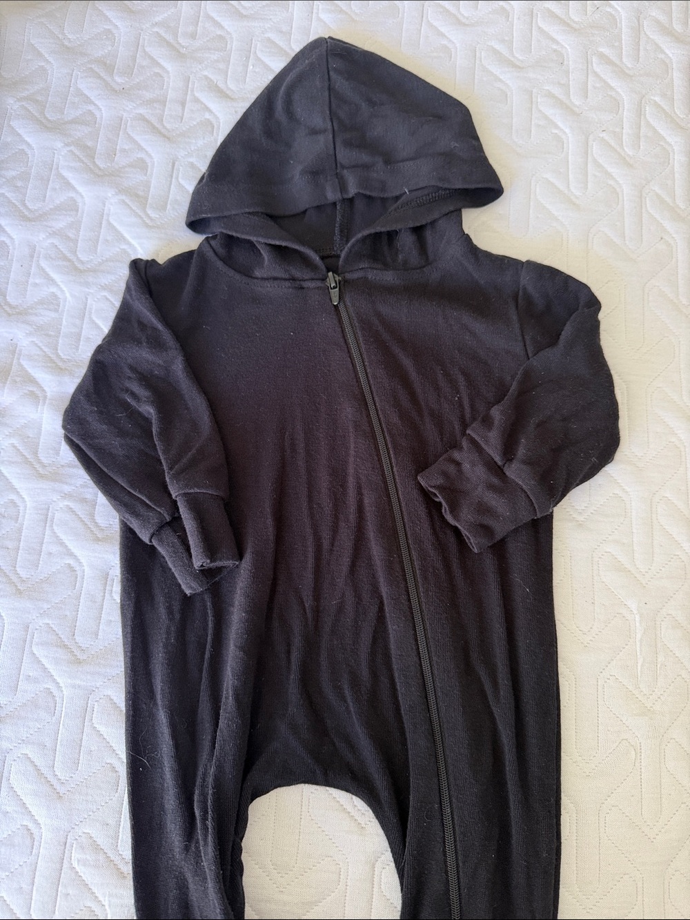 Kyte BABY Black Hooded Zip Romper